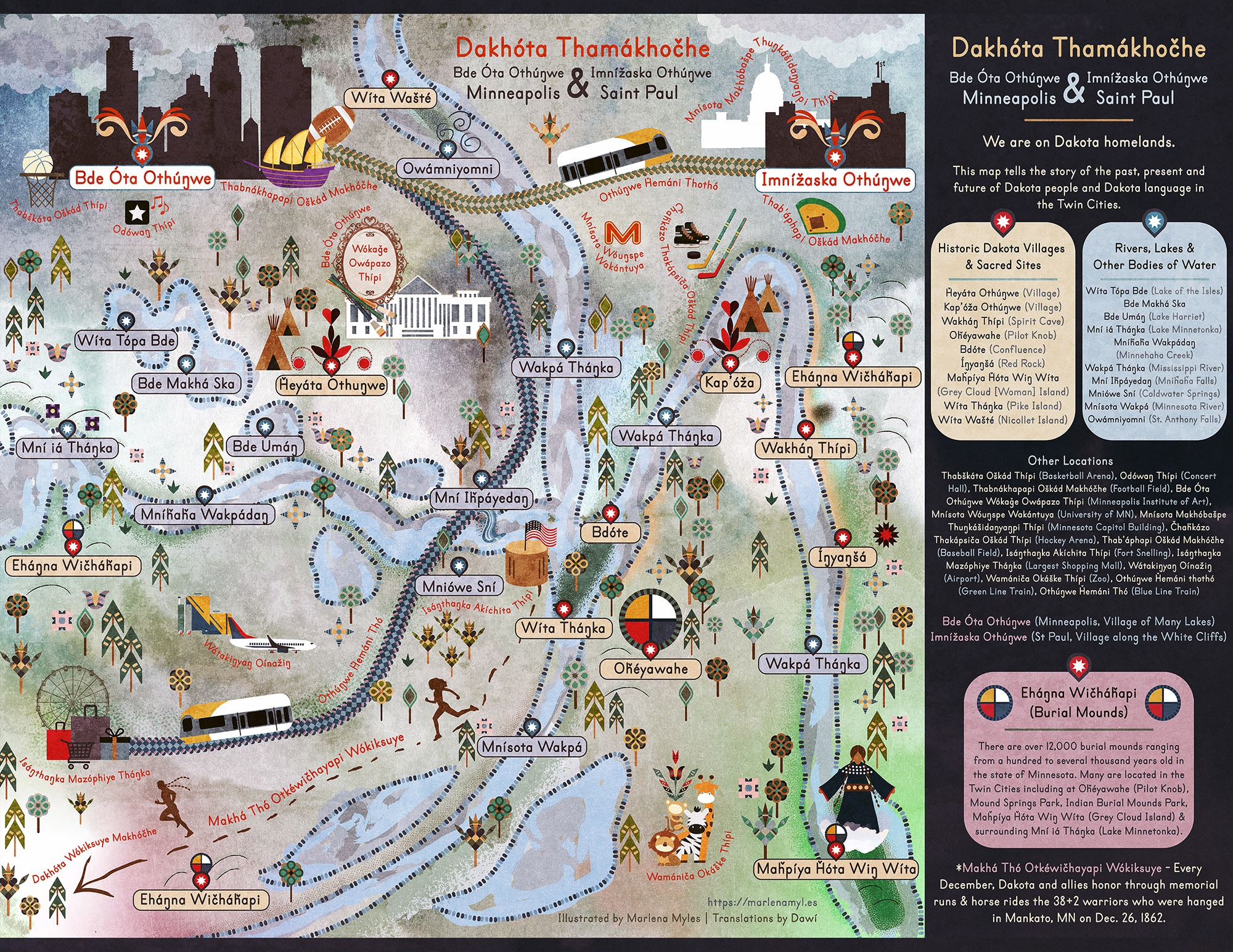 A map showing Indigenous place names in St. Paul